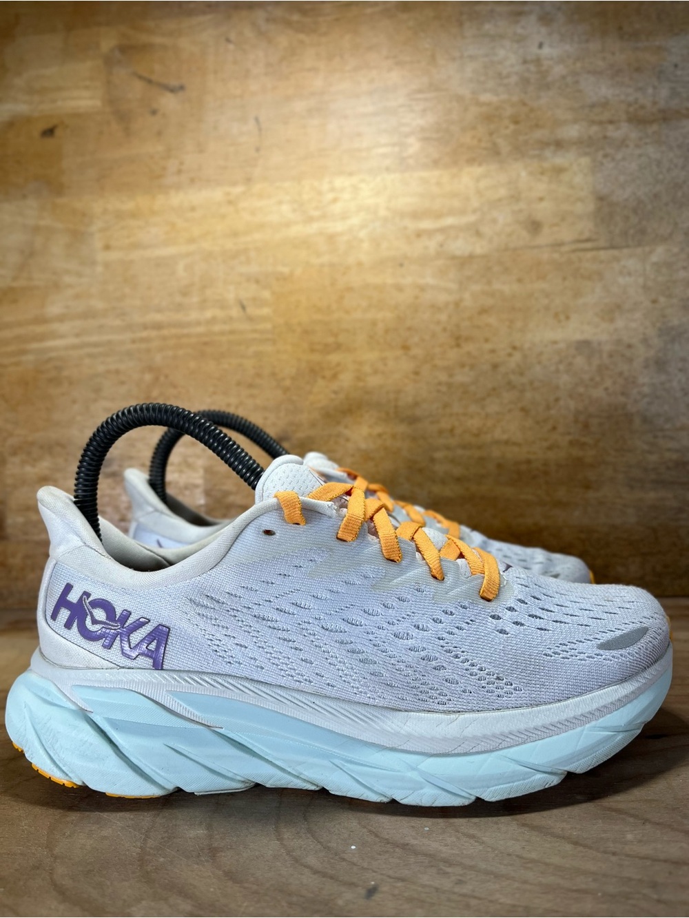 Hoka One One Clifton 8 Womens Size 5 Running Shoes Sneakers White Purple